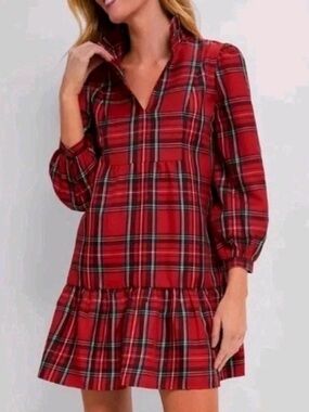 Tuckernuck Womens XS Royal Stewart Tartan Palmerston Red Plaid Dress Holiday